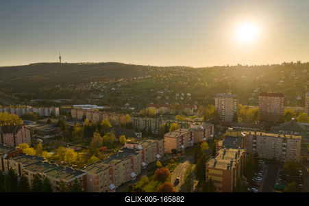 panelok a naplementében-stock-foto