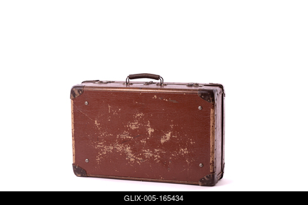vintage brown suitcases on white background-stock-foto