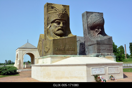 Zrínyi Miklós és I. Szulejmán szobra Szigetvár mellett a Magyar-Török Barátság Parkban. Metin Jurdanur munkája.-stock-foto