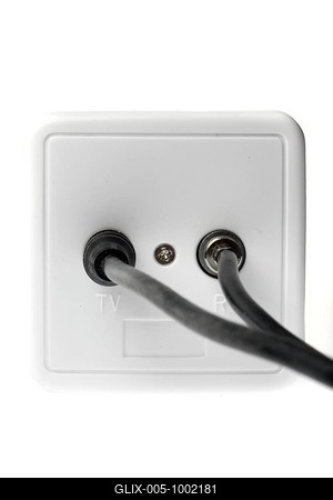 Radio and television cable outlet, connection the antenna or cable receiver to the TV or radio-stock-foto
