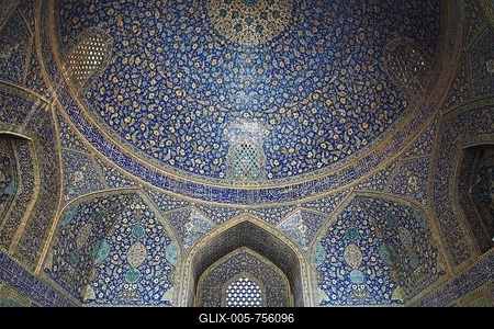Dome ceiling of the prayer hall, Imam Mosque, Isfahan, Isfahan Province, Persia, Iran-stock-foto