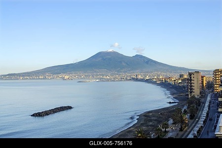 The Gulf of Naples and Mt. Vesuvius viewed from Castellammare di Stabia, Campania, Italy-stock-foto