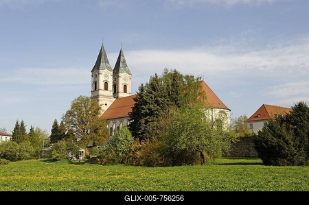 Niederaltaich Abbey, Niederalteich, Lower Bavaria, Bavaria, Germany, Europe-stock-foto