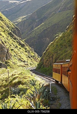 Andean railway Nariz del Diablo or Devil's Nose, Ferrocarriles del Ecuador, Chimborazo Province, Ecuador-stock-foto