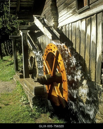 Mill, Techendorf Village, Weissensee, Carinthia, Austria, Europe-stock-foto