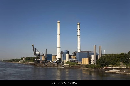 Wedel combined heat and power station, Lower Elbe, Schleswig Holstein, North Germany, Europe-stock-foto