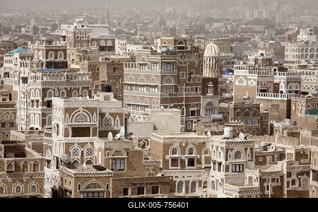 Buildings made of brick clay, historic centre of San?a?, UNESCO World Heritage Site, Yemen, Middle East-stock-foto