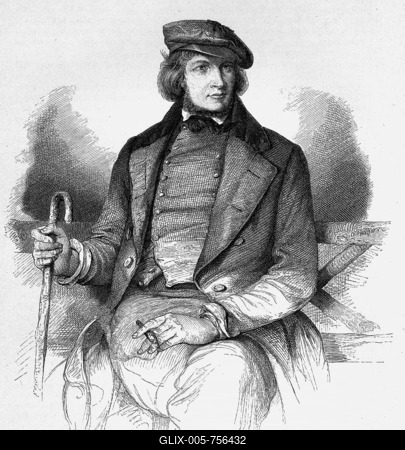 August Heinrich Hoffmann, known as Hoffmann von Fallersleben (1798 - 1874), professor, writer, poet, steel engraving, before 1880-stock-foto