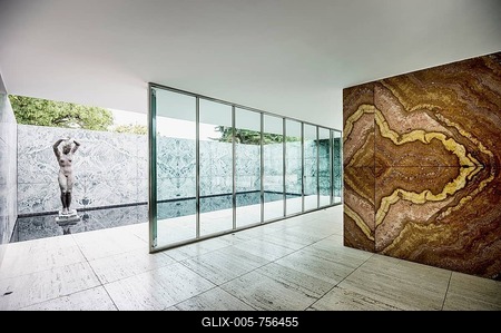 Barcelona Pavilion, architect Ludwig Mies van der Rohe for the 1929 World's Fair, Montjuďc, Barcelona, Costa Brava, Spain-stock-foto