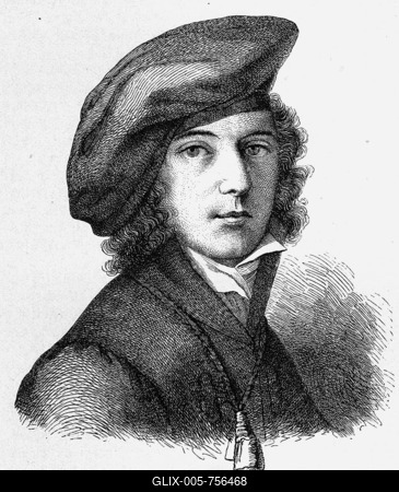 Adelbert von Chamisso (1781 - 1838), poet, drawn by E.T.A. Hoffmann, 1805-stock-foto
