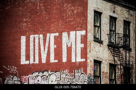 Street art, graffiti, painted wall of a building, Soho, Manhattan, New York, United States-stock-foto