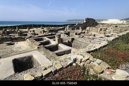 Ruins of the factory for garum, archeologic park Baelo Claudia near Tarifa, Andalusia, Spain, Europe-stock-foto