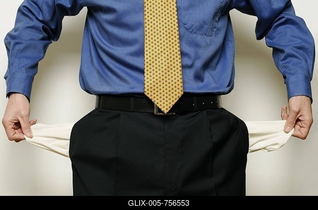 Businessman with empty pockets-stock-foto