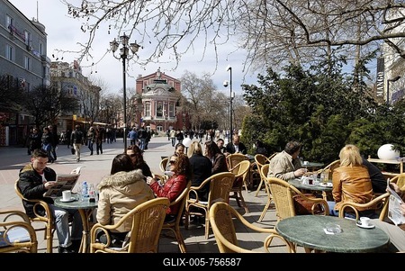 Pl. Nezavisimos, theatre, opera house, Varna, Bulgary, Europe-stock-foto