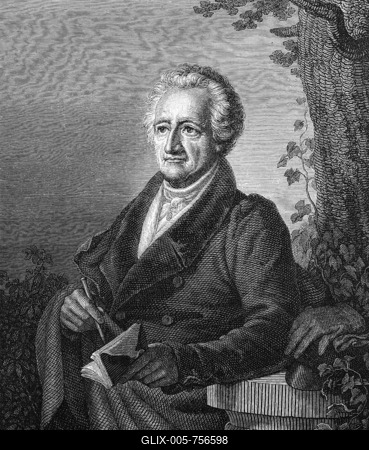 Johann Wolfgang von Goethe (1749-1832), poet, drawing and engrving by C.A. Schwerdgeburth 1832-stock-foto