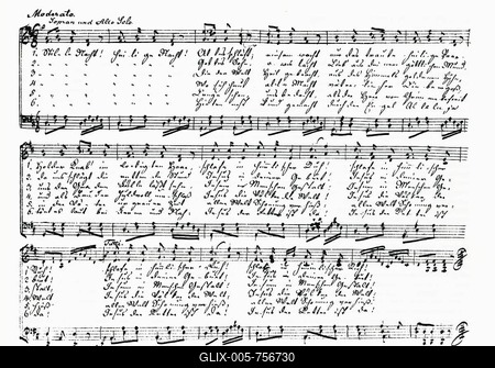 Stille Nacht heilige Nacht, Silent Night Holy Night christmas song written for descant alto and organ, manuscript of the composer Franz Xaver Gruber-stock-foto