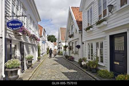 Beautiful old wooden houses in Old Stavanger, the historic centre of Stavanger (European Capital of Culture 2008), Norway, Europe-stock-foto