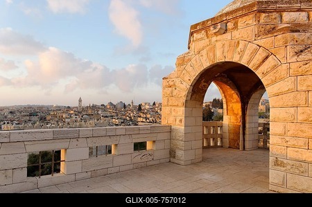 Old town in the morning light, from the Paulus Haus guest house, Jerusalem, Israel, Middle East-stock-foto