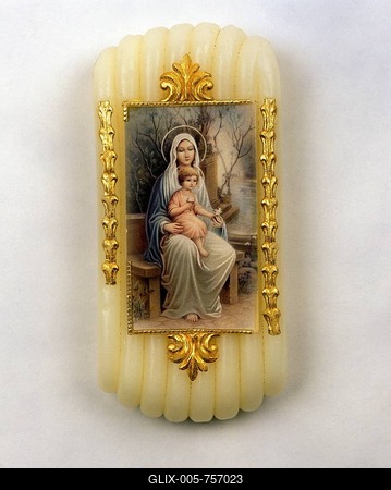 Wax taper with Mary, the Mother of God-stock-foto