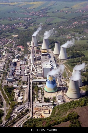 Aerial view, Turow coal-fired power plant, Bogatynia, Bogatynia, Schlesien, Poland-stock-foto