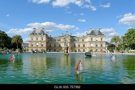 Palais du Luxembourg, garden facade, Jardin du Luxembourg, 6 Arrondissement Latin Quarter, Paris, France,-stock-foto