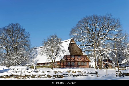 Spiekerhus, historic building in winter, Volksdorf, Hamburg, Hamburg, Germany-stock-foto