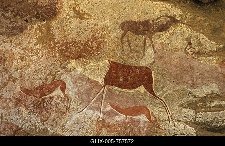 Rock paintings in the snake cave, Brandberg, Namibia, Africa-stock-foto