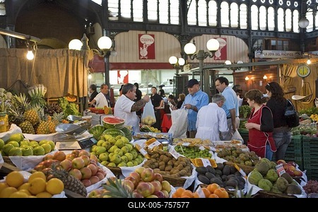 Fruit and vegetable market Mercado Central (historic indoor market), Santiago de Chile, Chile, South America-stock-foto