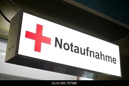 Sign, "Notaufnahme", German for "Emergency room" at a hospital-stock-foto