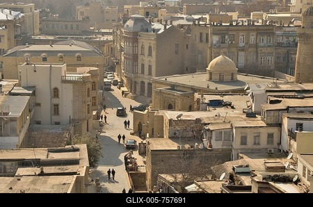 Overlooking the historic town centre of Baku, UNESCO World Heritage Site, Azerbaijan, Caucasus, Middle East, Asia-stock-foto