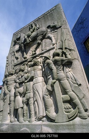 Memorial for the European immigrants in the tourist alley Caminito in the dockland area La Boca, Buenos Aires, Argentina, South America-stock-foto
