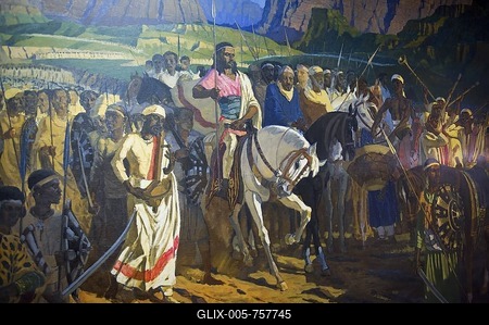 Painting representing Emperor Tewodros II, 1816-1848, Addis Ababa National Museum, Ethiopia, Africa-stock-foto