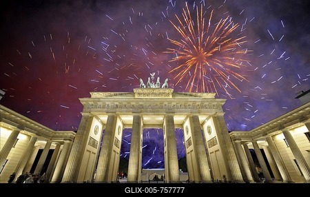 Brandenburg Gate, fireworks, Berlin, Germany, Europe-stock-foto