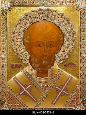 St. Nicholas of Myra, icon, 1327, San Nicola Basilica, Bari, Apulia, Italy-stock-foto