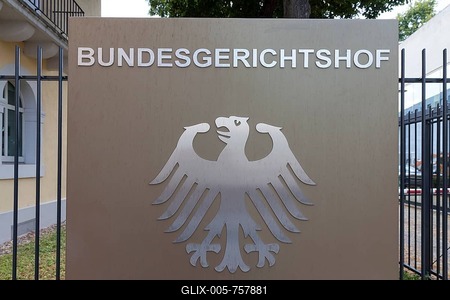 Sign of the Federal Court of Justice, Karlsruhe, Baden-Württemberg, Germany-stock-foto