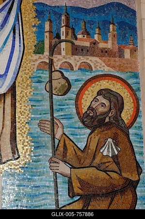 Saint James the Elder, mosaic, Basilica of Annunciation, Nazareth, Galilee, Israel, Middle East-stock-foto