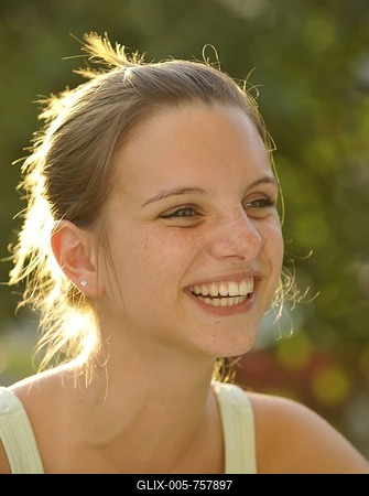 Laughing girl, portrait-stock-foto