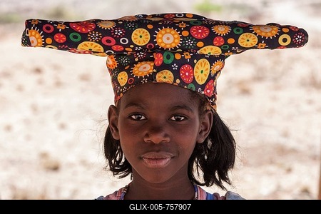 Local Herero girl, with typical headgear in Uis, Namibia-stock-foto