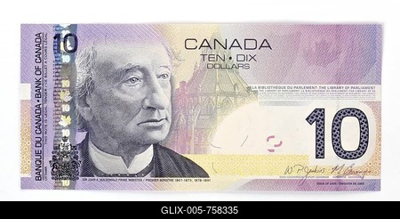 Canadian 10 dollar banknote-stock-foto