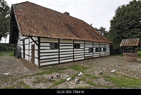 Historic farmhouse, Rasseln Farm from the 17th century, 'Niederrheinisches Freilichtmuseum Grefrath Museum', Lower Rhine region, North Rhine-Westphalia, Germany, Europe-stock-foto