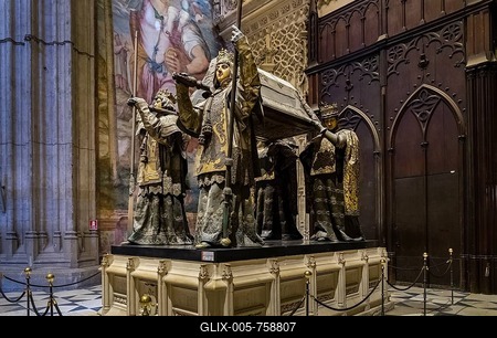 Tomb of Christopher Columbus, Cristoforo Colombo, Cristóbal Colón, Cathedral of Santa María de la Sede, UNESCO World Heritage Site, Seville, Seville, Province of Seville, Andalusia, Spain-stock-foto
