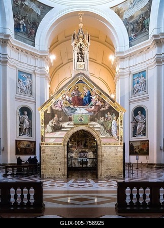 Portiuncula or Portiuncula Chapel in the Basilica of Santa Maria degli Angeli, Assisi, Province of Perugia, Umbria, Italy-stock-foto