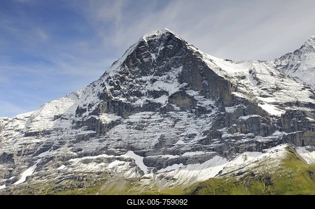 North face of the 3970 metre high Eiger Mountain seen from the south, Canton of Bern, Switzerland, Europe-stock-foto