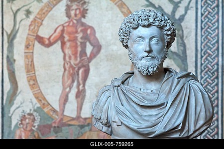 Bust of Marcus Aurelius, Roman emperor, Glyptothek, Königsplatz, Munich, Bavaria, Germany-stock-foto