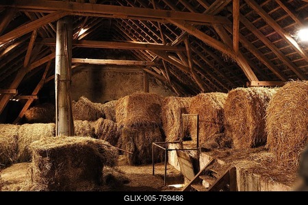 Hayloft of a Franconian small-scale farmer, Eckental, Middle Franconia, Bavaria, Germany, Europe-stock-foto