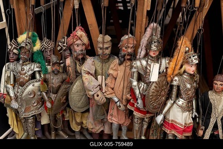 Historical puppets, Sicilian puppet theatre or Opera dei Pupi, Museo Internazionale delle marionette Antonio Pasqualino, Palermo, Sicily, Italy-stock-foto
