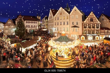 Christmas market on the main road, Bad Wimpfen, Baden-Württemberg, Germany-stock-foto