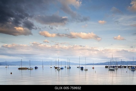 Marina of Wasserburg at sunset, Lake Constance, Bavaria, Germany, Europe-stock-foto