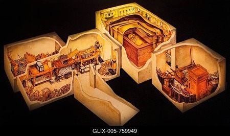 Plan of Tutankhamun's Tomb Rooms, Tutankhamun's Tomb Treasures, World Archaeological Sensation, Replicas, Valley of the Kings, World's Most Famous Burial Site, Luxor, Thebes West, Egypt, Luxor, Thebes, West, Egypt-stock-foto