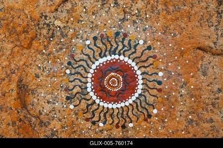 Aboriginal painting, in Kunjarra or The Pebbles granite boulders, Northern Territory, Australia-stock-foto